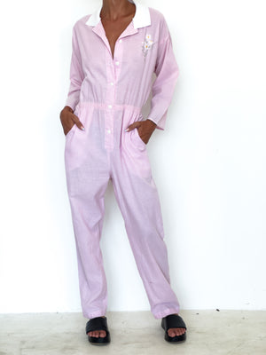 Pink vintage Long Sleeved JUMPSUIT / M