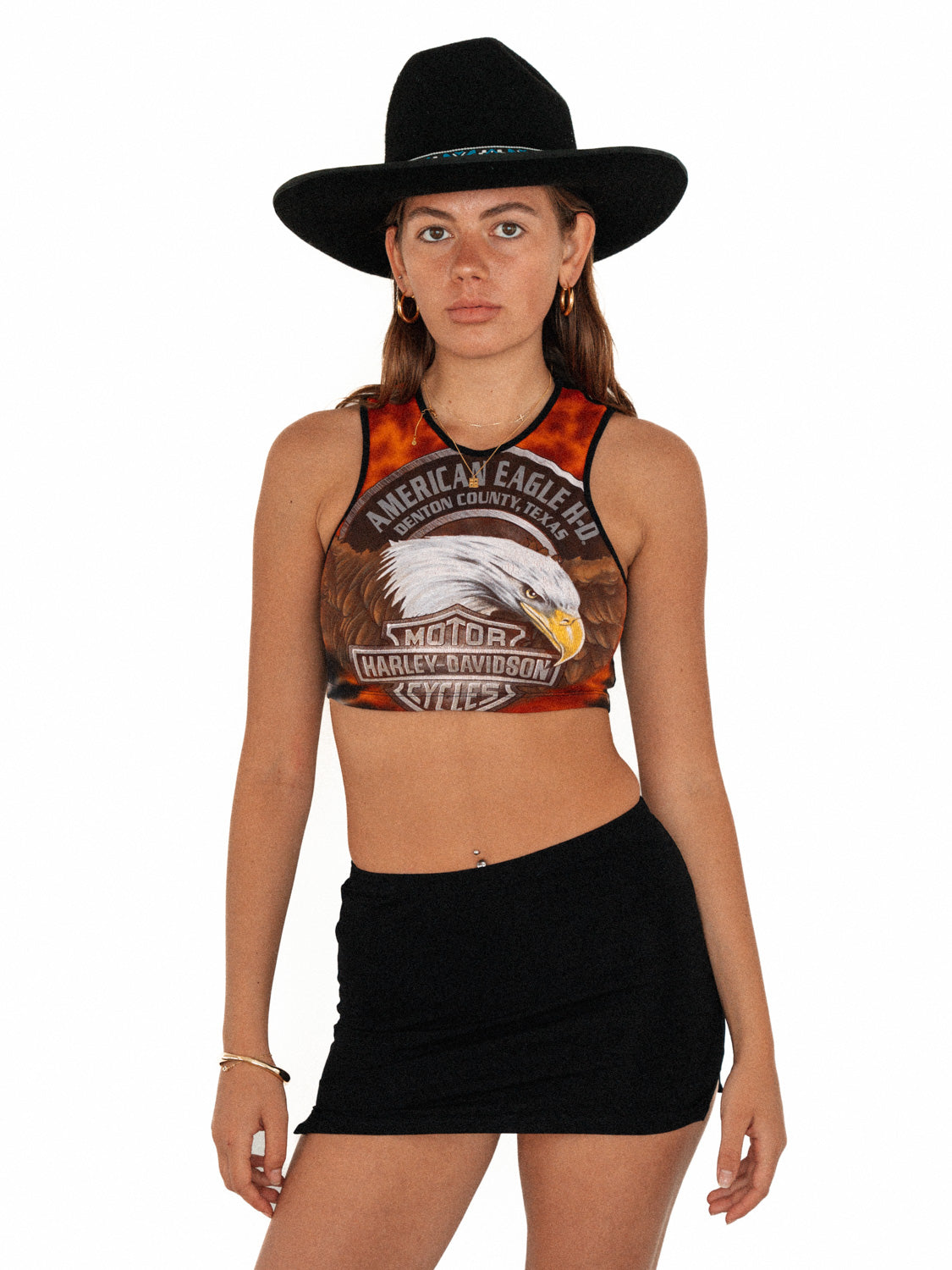 ORANGE HARLEY DAVIDSON CROPPED TANK / XS - S