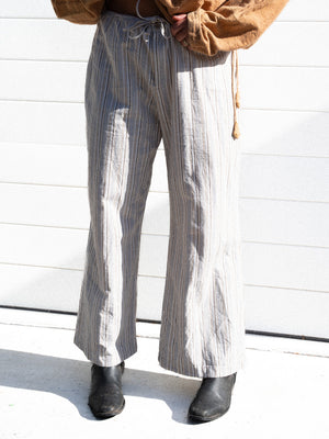 VINTAGE STRIPE DRAWSTRING BAGGY PANTS / L - XL