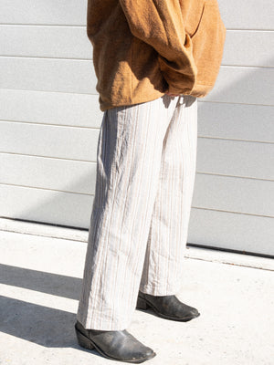 VINTAGE STRIPE DRAWSTRING BAGGY PANTS / L - XL