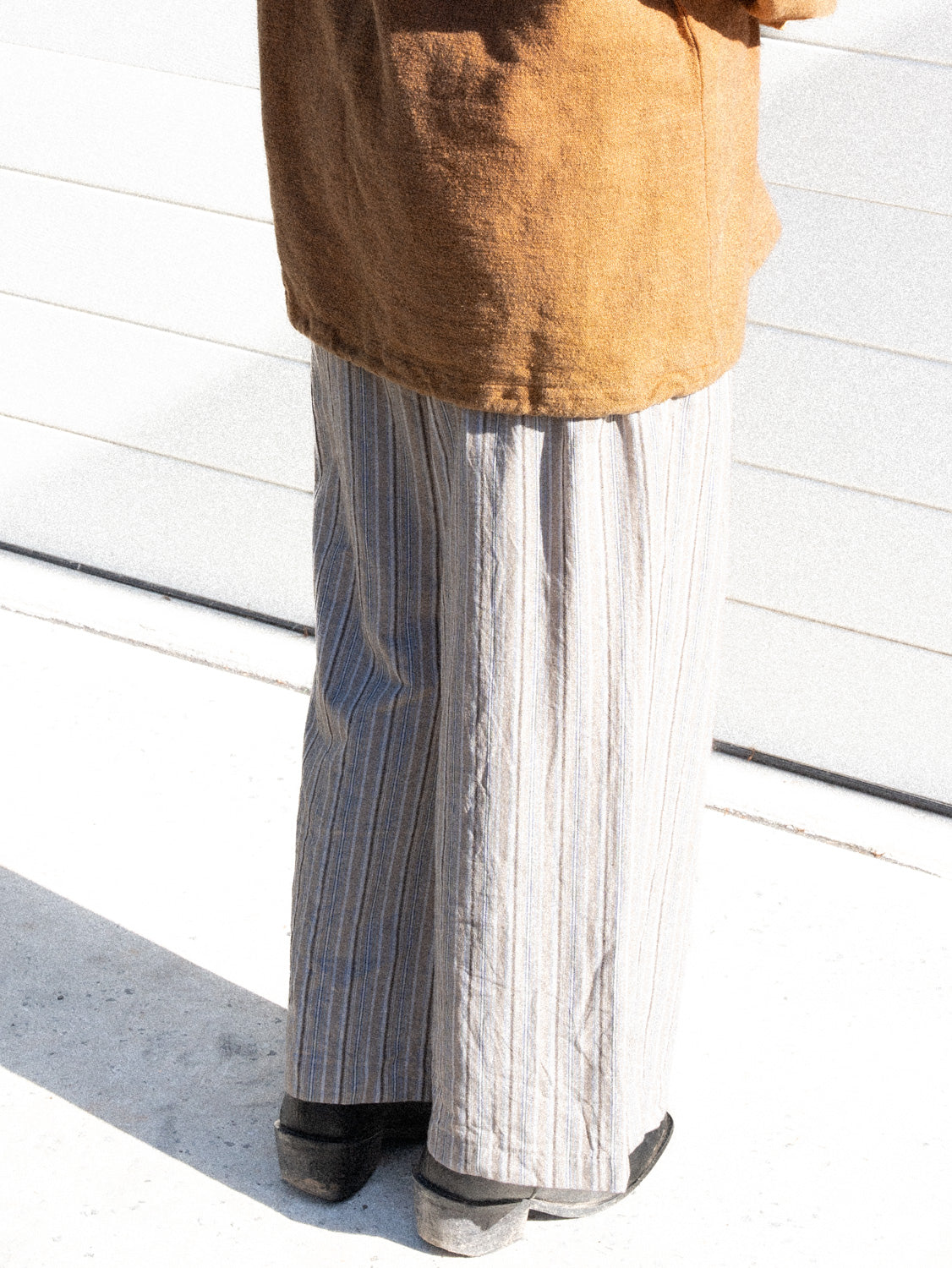 VINTAGE STRIPE DRAWSTRING BAGGY PANTS / L - XL