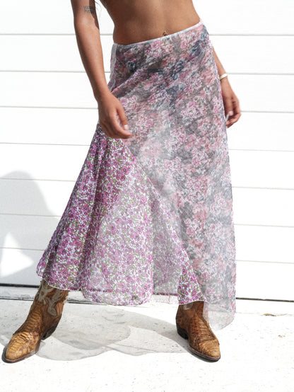 SHAY SOFT FLOATY MIDI SKIRT / XS-S