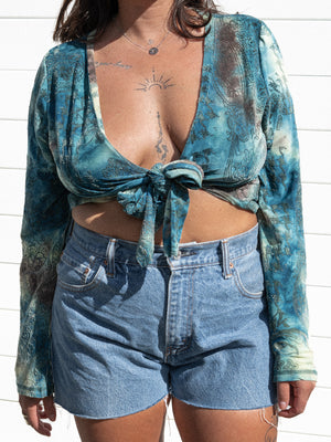 VTG 90s TIE FRONT TEXTURED CROP / L - XL