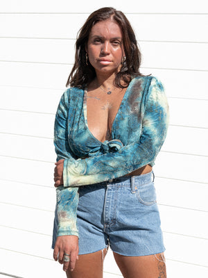 VTG 90s TIE FRONT TEXTURED CROP / L - XL