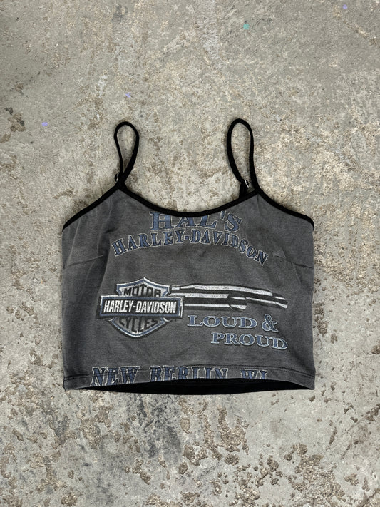 HARLEY DAVIDSON GREY LOUD AND PROUD CROPPED SINGLET / S-M